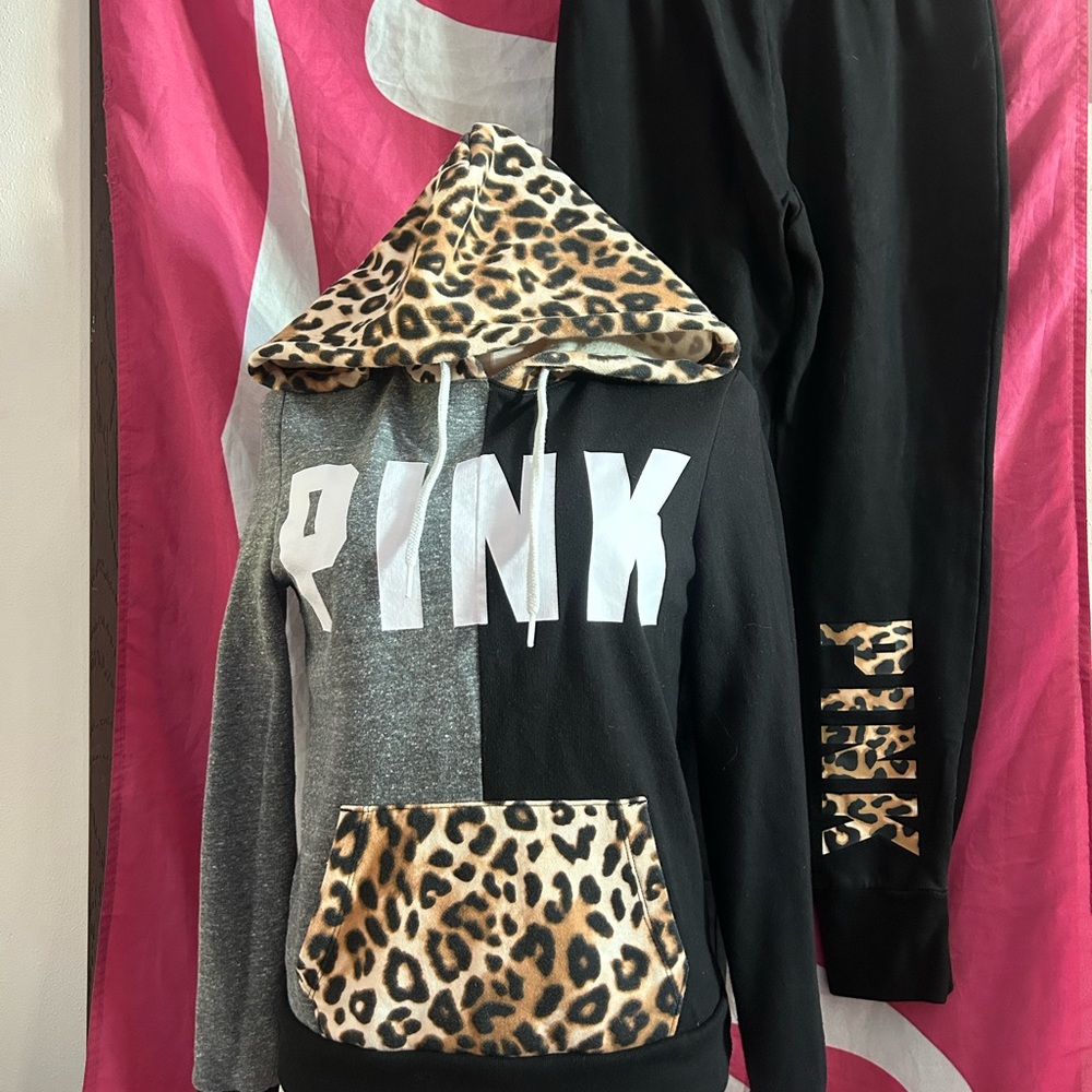 Leopard Print colorblock Hoodie - matching joggers